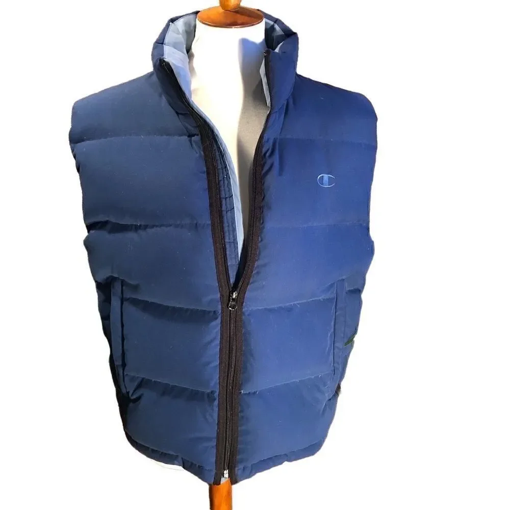 Champion Navy Blue Down Puffer Vest Size Small-EUC